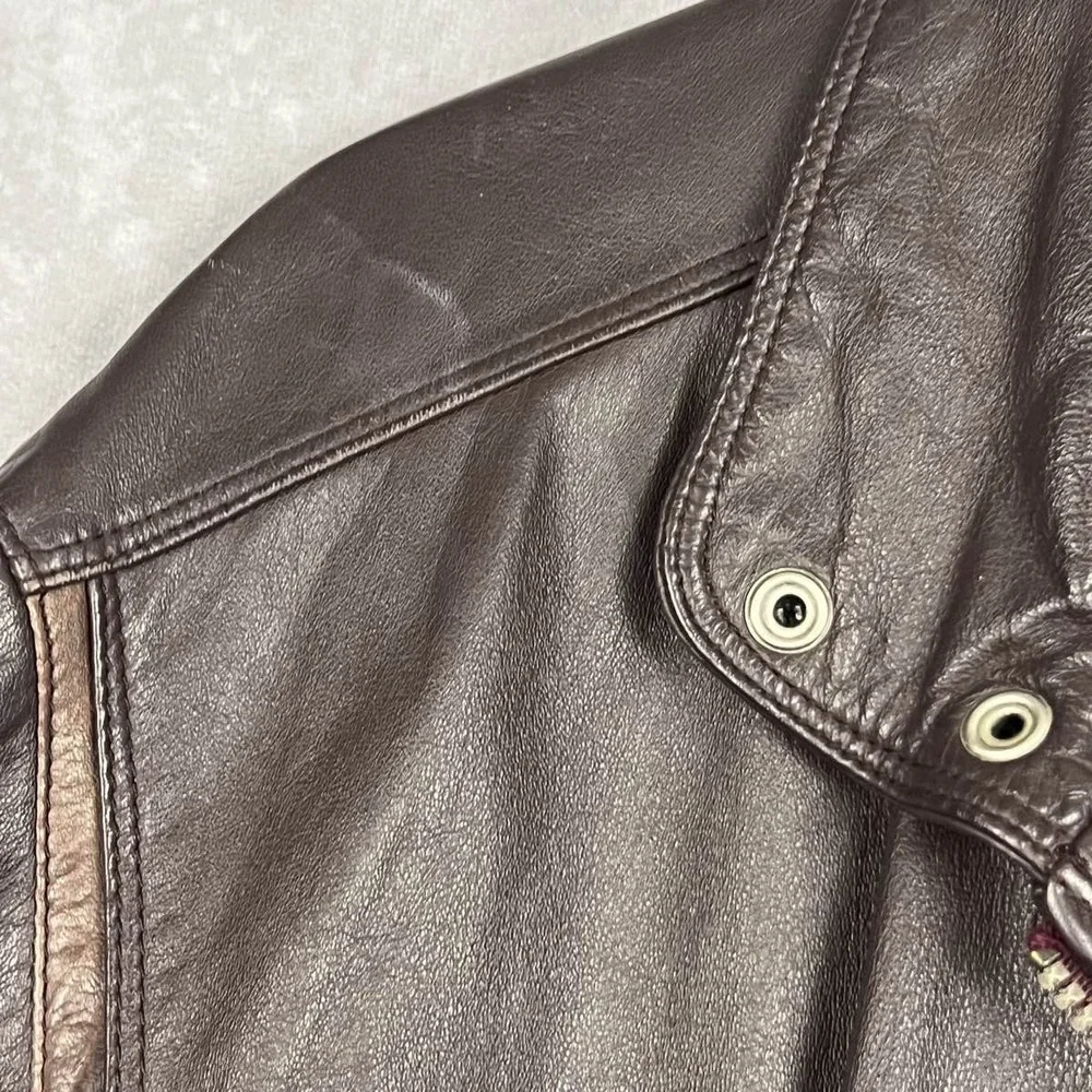 Members Only Men's 1X  Bomber Jacket‎ Brown Genuine Leather Vintage